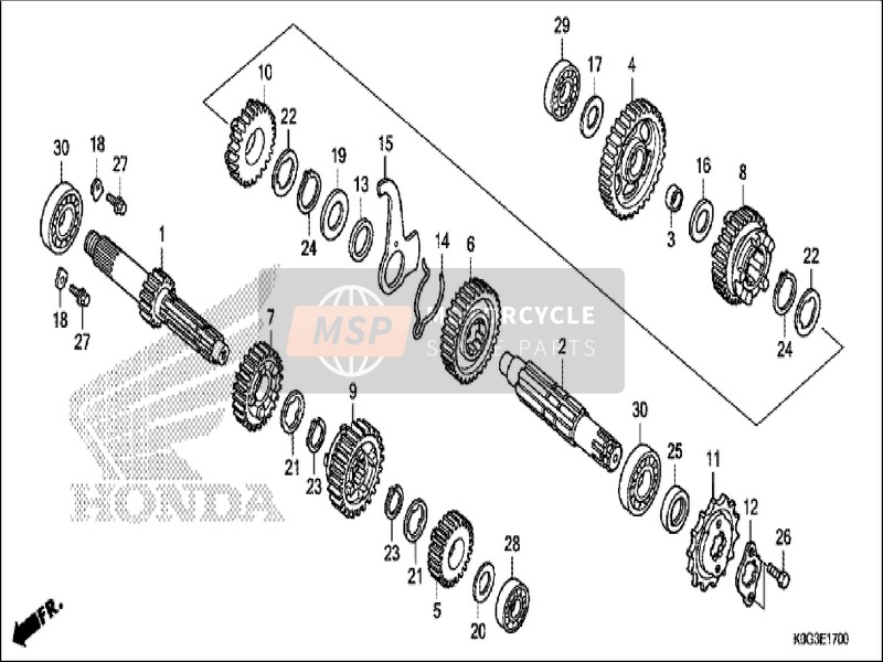 23800K0G900, Sprocket, Drive (14T), Honda, 0